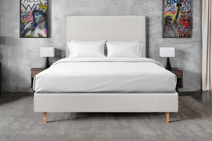 Tête de lit 150 cm Tapissée - Tissu Velours Gris Clair