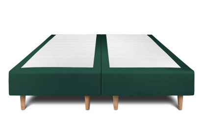 Lit 2x 80x200 cm - Sommier tapissier H35 cm + tête de lit capitonnée - Tissu Velours Vert