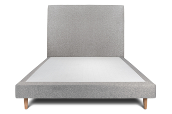 Lit 140x190 cm - Sommier tapissier H29 cm + tête de lit tapissée - Tissu Bouclette Gris