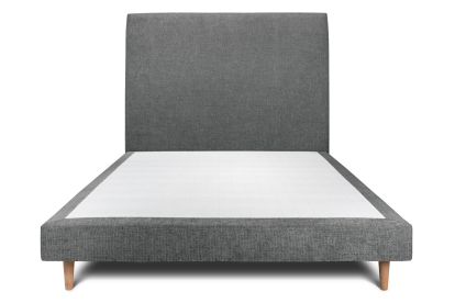 Lit 160x200 cm - Sommier tapissier H29 cm + tête de lit tapissée - Tissu Toile natté Gris Anthracite