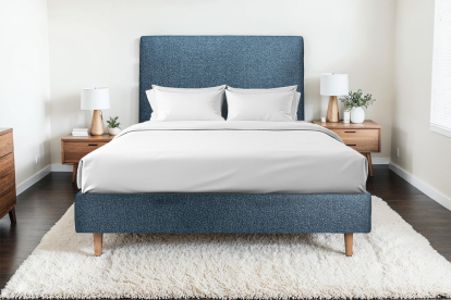 Tête de lit 180 cm Tapissée - Tissu Bouclette Bleu