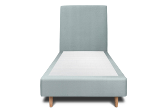 Lit 90x200 cm - Sommier tapissier H35 cm + tête de lit tapissée - Tissu Velours Gris Bleuté