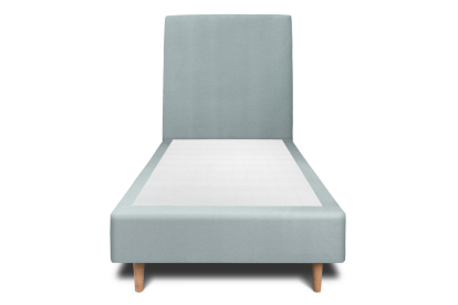 Lit 90x200 cm - Sommier tapissier H35 cm + tête de lit tapissée - Tissu Velours Gris Bleuté