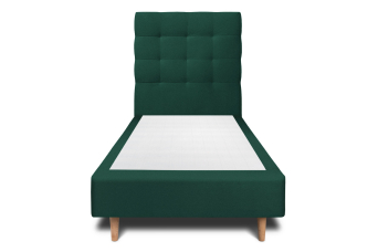 Lit 90x200 cm - Sommier tapissier H35 cm + tête de lit capitonnée - Tissu Velours Vert