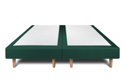 Lit 2x 80x200 cm - Sommier tapissier H29 cm + tête de lit à lignes - Tissu Velours Vert