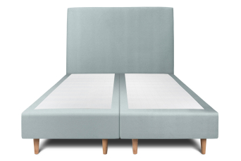 Lit 2x 80x200 cm - Sommier tapissier H35 cm + tête de lit tapissée - Tissu Velours Gris Bleuté