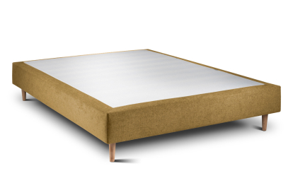Lit 160x200 cm - Sommier tapissier H35 cm + tête de lit tapissée - Tissu Toile natté Jaune