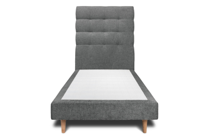 Lit 90x200 cm - Sommier tapissier H29 cm + tête de lit capitonnée - Tissu Toile natté Gris Anthracite