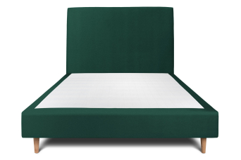 Lit 160x200 cm - Sommier tapissier H35 cm + tête de lit tapissée - Tissu Velours Vert