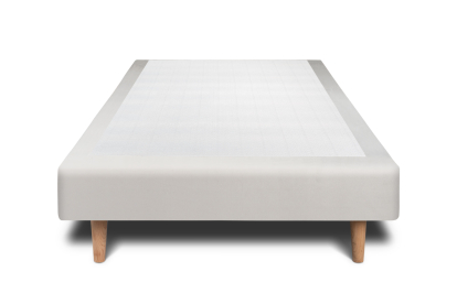 Lit 90x190 cm - Sommier tapissier H29 cm + tête de lit capitonnée - Tissu Velours Gris Clair