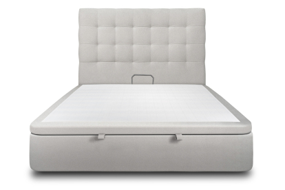 Lit coffre 160x200 cm avec Tête de lit capitonnée - Tissu Velours Gris Clair