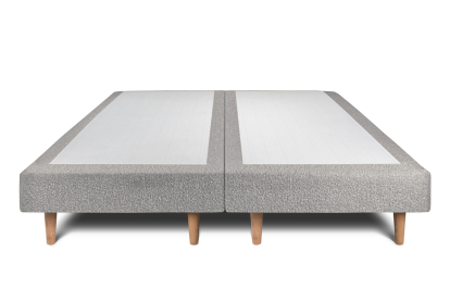 Lit 2x 100x200 cm - Sommier tapissier H29 cm + tête de lit tapissée - Tissu Bouclette Gris