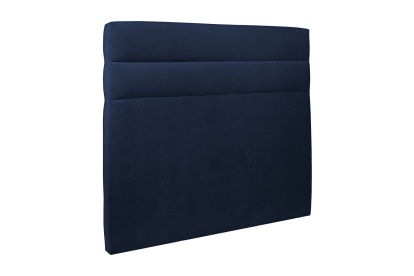 Lit coffre 140x190 cm avec Tête de lit à lignes - Tissu Velours Bleu Océan