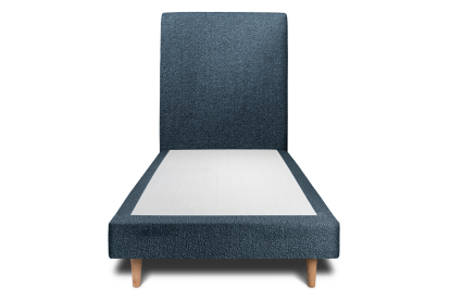 Lit 90x200 cm - Sommier tapissier H29 cm + tête de lit tapissée - Tissu Bouclette Bleu