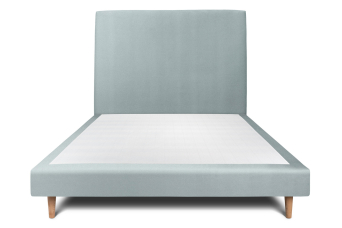 Lit 140x200 cm - Sommier tapissier H29 cm + tête de lit tapissée - Tissu Velours Gris Bleuté