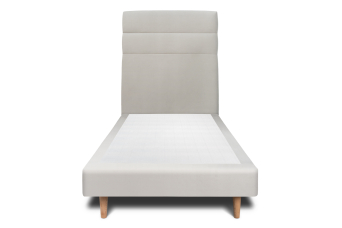Lit 90x190 cm - Sommier tapissier H29 cm + tête de lit à lignes - Tissu Velours Gris Clair