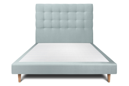 Lit 140x200 cm - Sommier tapissier H29 cm + tête de lit capitonnée - Tissu Velours Gris Bleuté