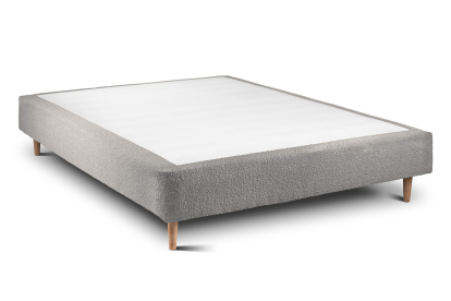 Lit 160x200 cm - Sommier tapissier H35 cm + tête de lit capitonnée - Tissu Bouclette Gris