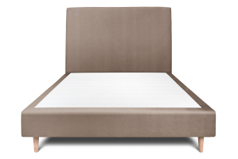 Lit 140x190 cm - Sommier tapissier H35 cm + tête de lit tapissée - Tissu Velours Taupe