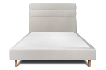 Lit 140x190 cm - Sommier tapissier H35 cm + tête de lit à lignes - Tissu Velours Gris Clair