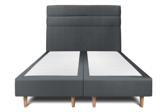 Lit 2x 80x200 cm - Sommier tapissier H35 cm + tête de lit à lignes - Tissu Velours Gris Anthracite