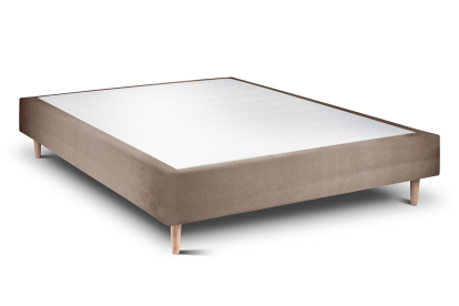 Lit 160x200 cm - Sommier tapissier H35 cm + tête de lit à lignes - Tissu Velours Taupe