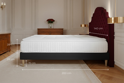 Ensemble Matelas Sommier 140x200 cm - Sommier Noir (en kit) - George V
