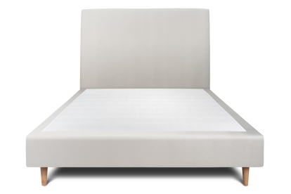 Lit 140x190 cm - Sommier tapissier H35 cm + tête de lit tapissée - Tissu Velours Gris Clair