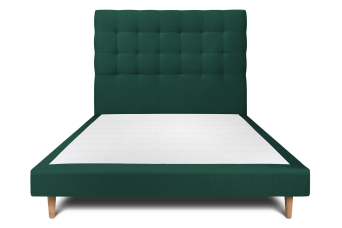 Lit 140x190 cm - Sommier tapissier H29 cm + tête de lit capitonnée - Tissu Velours Vert
