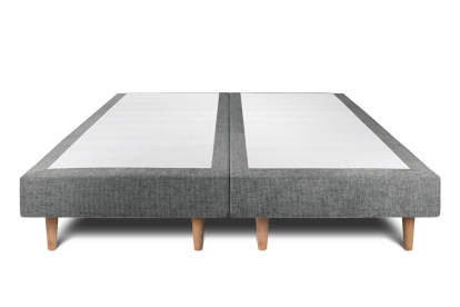 Lit 2x 80x200 cm - Sommier tapissier H29 cm + tête de lit capitonnée - Tissu Toile natté Gris Anthracite