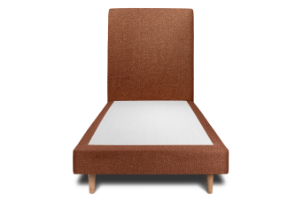 Lit 90x190 cm - Sommier tapissier H29 cm + tête de lit tapissée - Tissu Bouclette Terracotta