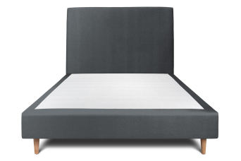 Lit 140x190 cm - Sommier tapissier H35 cm + tête de lit tapissée - Tissu Velours Gris Anthracite