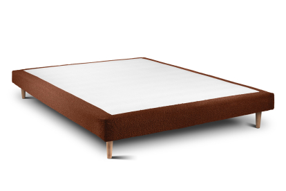 Lit 140x200 cm - Sommier tapissier H29 cm + tête de lit capitonnée - Tissu Bouclette Terracotta