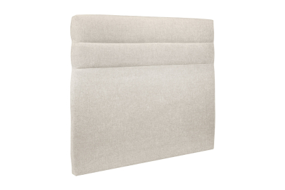 Lit coffre 140x190 cm avec Tête de lit à lignes - Tissu Toile natté Beige Clair