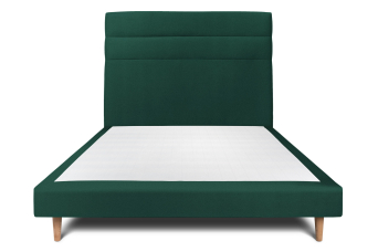 Lit 140x200 cm - Sommier tapissier H29 cm + tête de lit à lignes - Tissu Velours Vert