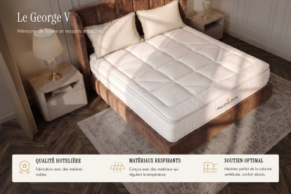 Matelas 140x190 cm Ressorts ensachés et Mémoire de forme - George V