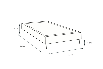Sommier Tapissier 90x190 cm - H29 cm - Bouclette - Beige clair