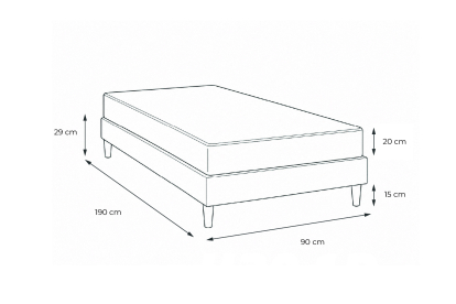 Ensemble Matelas Sommier 90x190 cm - Sommier Noir (en kit) - Nottingham