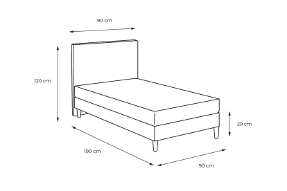 Lit 90x190 avec Sommier et Matelas  - Sommier Gris + Tête de lit Capitonnée - Windsor