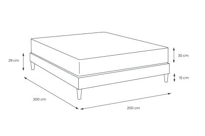 Ensemble Matelas Sommier 200x200 cm - Sommier Noir (déjà monté) - Buckingham