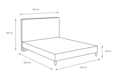 Lit 140x200 cm - Sommier tapissier H35 cm + tête de lit à lignes - Tissu Velours Vert