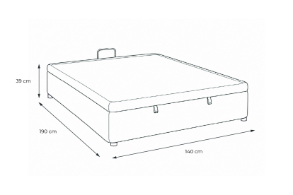Sommier Coffre 140x190 cm - Bouclette - Noir