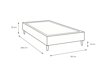 Sommier Tapissier 90x200 cm - H35 cm - Bouclette - Beige clair