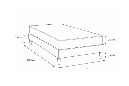 Ensemble Matelas Sommier 120x220 cm - Sommier Noir (en kit) - Windsor
