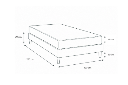 Ensemble Matelas Sommier 120x220 cm - Sommier Noir (en kit) - Lancaster