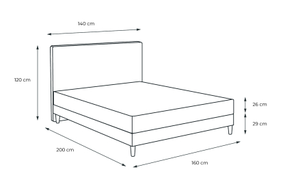 Lit 160x200 avec Sommier et Matelas - Sommier Beige Clair + Tête de lit Capitonnée - Windsor
