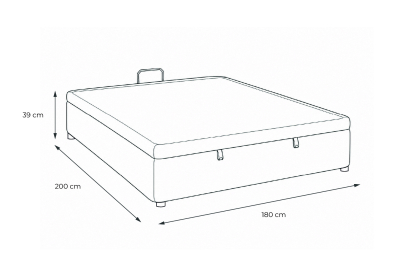Sommier Coffre 180x200 cm - Bouclette - Bleu