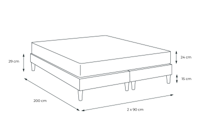 Pack lit complet 180x200 cm - Matelas + Sommier Noir + 2 oreillers + Couette - Balmoral