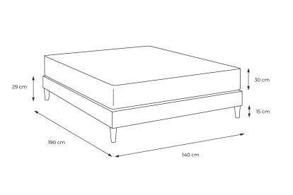 Ensemble Matelas Sommier 140x190 cm - Sommier Noir (déjà monté) - Buckingham