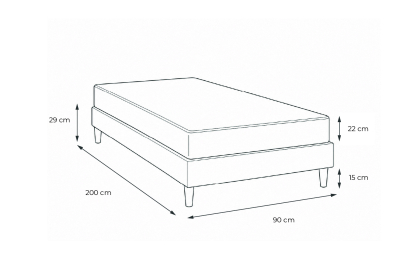 Ensemble Matelas Sommier 90x200 cm - Sommier Noir (en kit) - Lancaster